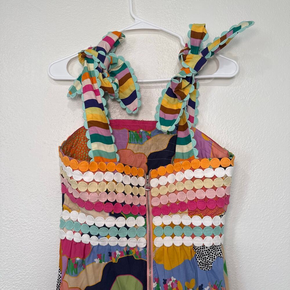 CeliaB Phuket Multicolor Abstract Rainbow Scalloped Midi Dress Artcore Small - Picture 6 of 10